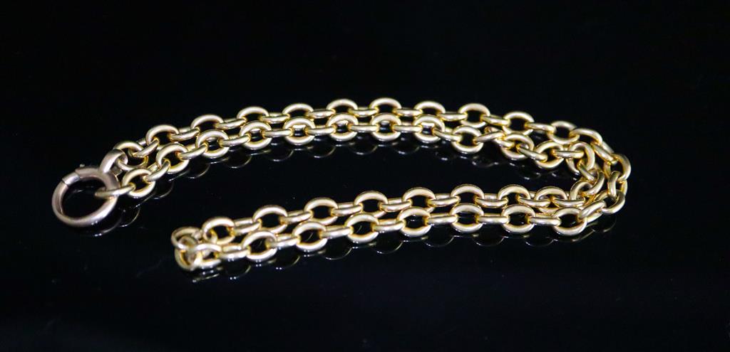 An 18ct gold oval link necklace, 39cm,